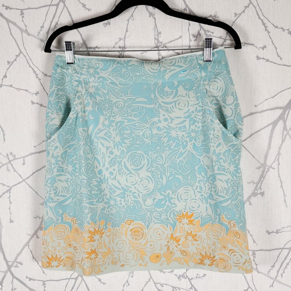 Nike Golf Dri-Fit Blue Floral Printed Skirt w/ Pockets